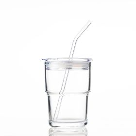 Home Fashion Simple Glass Cup With Straw