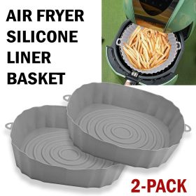 2Pcs Air Fryer Silicone Pot Baskets Liners Non-Stick Safe Oven Baking Tray Mats