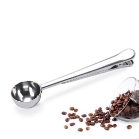 Coffee Scoop Long Handled with Bag Clip Stainless Steel Measuring Tea Powder Protein Powder Instant Powder Drinks Spoon Tablespoon