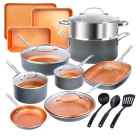 Pots and Pans Set 20 Piece Cookware Set with Nonstick Ceramic Copper Coating