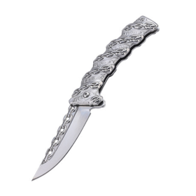 Chain Multifunctional Relief Stainless Steel Survival Outdoor Folding Knife (Option: Mirror Light)