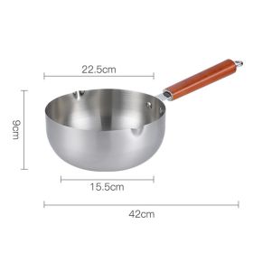 Snow Flat Pot Stainless Steel Nonstick Integrated Food Small Milk Pot (Option: Wooden handle-Single pot-22cm)