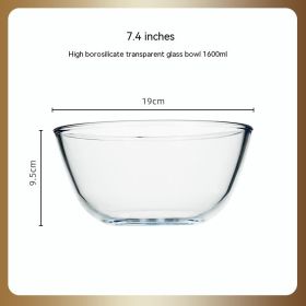 Japanese-style Transparent Glass Salad Bowl Large Instant Noodle Bowl Creative Bowl Microwave Oven Household And Noodle Bowl (Option: 1600ml)