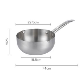 Snow Flat Pot Stainless Steel Nonstick Integrated Food Small Milk Pot (Option: All steel-Single pot-22cm)