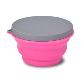 Portable And Easy To Clean Microwaveable Lunch Box Food Silicone Foldable Bowl (Option: Pink 500ml)