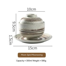 Japanese Style Tableware Ceramic Soup Bowl With Lid Tureen (Option: Slow Cooker Moon Rotation)