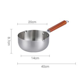Snow Flat Pot Stainless Steel Nonstick Integrated Food Small Milk Pot (Option: Wooden handle-Single pot-20cm)