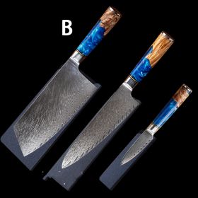 Damascus Restaurant Commercial Professional Kitchen Knife Set (Option: 3pcs B)