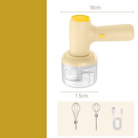 2 In 1 Electric Garlic Chopper USB Rechargeable Vegetable Chili Meat Ginger Masher Handheld Multipurpose Kitchen Gadgets (Option: Beige yellow-USB)