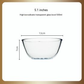 Japanese-style Transparent Glass Salad Bowl Large Instant Noodle Bowl Creative Bowl Microwave Oven Household And Noodle Bowl (Option: 500ML)