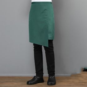 Waiter Half-length Apron Print And Embroidery Printing Embroidery Hotel Kitchen Western Restaurant Chef Work Half Apron (Color: Green)