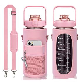 Outdoor Portable Travel With Scale Transparent Water Bottle Cup Set (Option: Pink1-Set-2000ML)