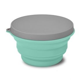 Portable And Easy To Clean Microwaveable Lunch Box Food Silicone Foldable Bowl (Option: Light Green 500ml)