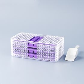 Large New Silicone Square Ice Mold Ice Cube Trays Lid Mold Storage Box Creative Tool Ice Cube Maker Cool Drinks Kitchen Bar (Option: Purple-96grids)