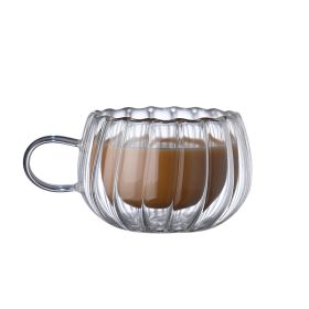 Creative Double Layer Ribbon High Borosilicate Glass Cup (Option: 180ml Vertical pattern)