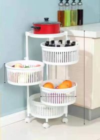 Kitchen Shelving New Household Multilayer Rotating Floor-To-Ceiling Storage Shelving (Option: White-Fourth floor)
