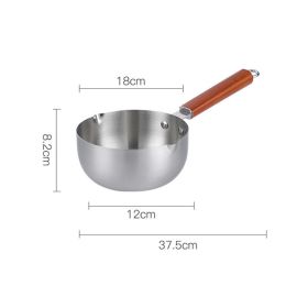 Snow Flat Pot Stainless Steel Nonstick Integrated Food Small Milk Pot (Option: Wooden handle-Single pot-18cm)