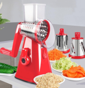 Multi-functional Vegetable Cutter Hand Drum Vegetable Cutter Slice (Color: Red)