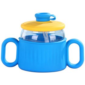 Household Fashion High Temperature Resistant High Borosilicate Glass Milk Cup (Color: Blue)
