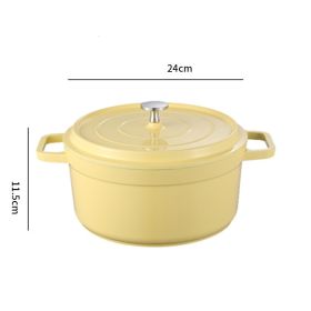 Household Ceramic Thickened Double Ear Stewpot (Option: Red 20cm)