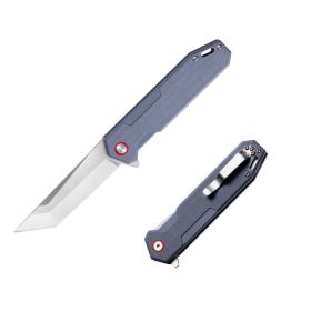 Folding Knife Carbon Fiber High Hardness Self-defense Folding Knife Camping Survival Knife Multi-purpose (Option: G10 Handle Blue)