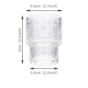 Vintage Vertical Stripe Foldable Coffee Glass (Option: Begonia flower-Short style)