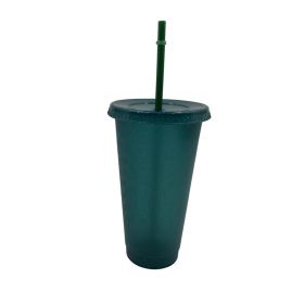 Multi Specification Plastic Straw Design Comfortable Cup (Option: Black Sparkling Pink-710ml)