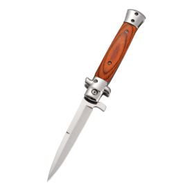 Outdoor Camping Multi-purpose Stainless Steel Wooden Handle Folding Knife (Option: Red wood)