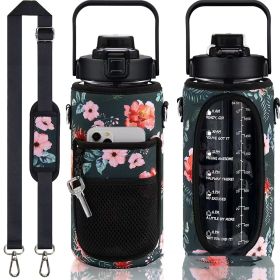 Outdoor Portable Travel With Scale Transparent Water Bottle Cup Set (Option: Black B-Set-2000ML)