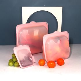 Environmental Protection Silicone Fresh-keeping Bag (Option: Pink-4set)