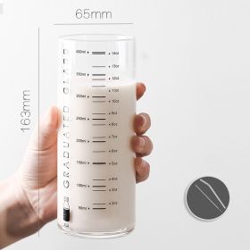 Graduated High Borosilicate Glass Milk Cup (Option: Black font 400ml)