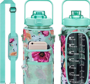 Outdoor Portable Travel With Scale Transparent Water Bottle Cup Set (Option: Green-Set-2000ML)