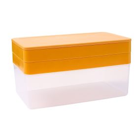 Summer New Silicone Ice Tray Food Grade Ice Cube Mold Large Capacity Ice Container Ice Box Refrigerator Artifact (Option: Beige Double Layer)