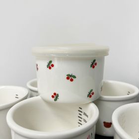 Children's Tableware Ceramic Bowl Fresh-keeping Sealing Band Scale (Option: White Cherry)