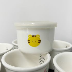 Children's Tableware Ceramic Bowl Fresh-keeping Sealing Band Scale (Option: White Tiger)