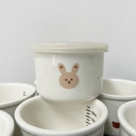 Children's Tableware Ceramic Bowl Fresh-keeping Sealing Band Scale (Option: White Rabbit)