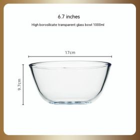 Japanese-style Transparent Glass Salad Bowl Large Instant Noodle Bowl Creative Bowl Microwave Oven Household And Noodle Bowl (Option: 1000 Ml)