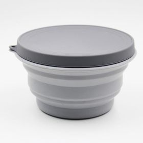 Portable And Easy To Clean Microwaveable Lunch Box Food Silicone Foldable Bowl (Option: Gray 1000ML)