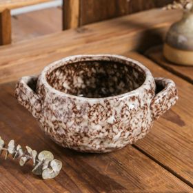 Ceramic Western Food Binaural Slow Cooker Baking Bowl (Option: 15cm Stone Pattern Binaural)