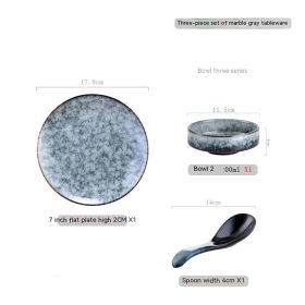 Japanese-style Hotel Table Display Tableware Four-piece Bowl And Dish Set Single Restaurant Restaurant Hot Pot Restaurant Commercial Logo (Option: Three Piece Set Marble Gray)