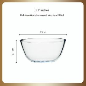 Japanese-style Transparent Glass Salad Bowl Large Instant Noodle Bowl Creative Bowl Microwave Oven Household And Noodle Bowl (Option: 800ml)