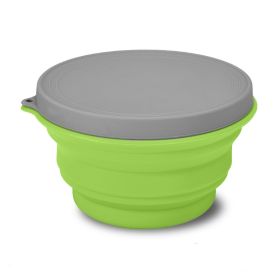 Portable And Easy To Clean Microwaveable Lunch Box Food Silicone Foldable Bowl (Option: Apple Green 500ml)