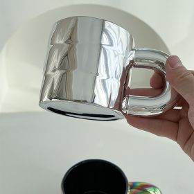 Light Luxury Wind Plating Ceramic Mug (Color: Silver)