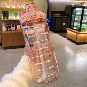 Outdoor Portable Travel With Scale Transparent Water Bottle Cup Set (Option: Pink-Cup-2000ML)