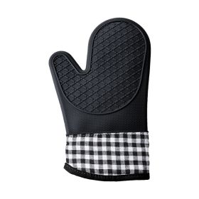 1pcs Silicone Oven Mitts;  Heat Insulation Pad;  Microwave Oven Gloves (Color: Black)