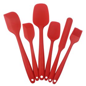 6pcs Silicone Kitchenware Set; Kitchen Supplies; Baking Supplies; Large Scraper; Spatula; Baking Tools; Cake Cream Spatula; Kitchen Tool Set (Color: 6PCS Red)