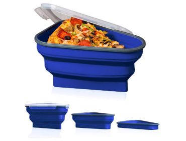 Silicone Folding Pizza Box Reusable Triangular Pizza Packing Box Takeaway Box (select: C05N-blue)