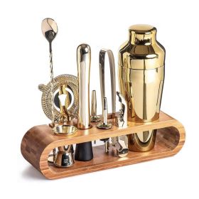 Bar Tools Cocktail Making 10-in-1 Cocktail Shaker Set Kit (Color: Gold, Material: Stainless Steel)