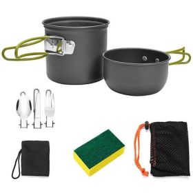 Outdoor Hiking Picnic Camping Cookware Set Picnic Stove Aluminum Pot Pans Kit (Type: 8 Pcs, Color: Grey)