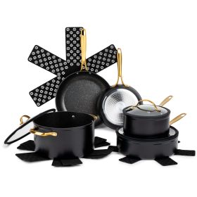 Thyme & Table Nonstick 12-Piece Cookware Set, Gold (Color: Gold)